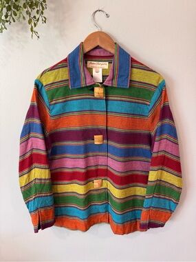 Vintage Norm Thompson Multicolor Striped Jacket Size Large